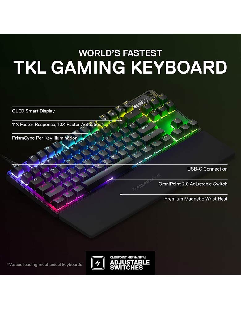 SteelSeries Apex Pro TKL Wireless RGB Mechanical Gaming Keyboard, 2023 64865