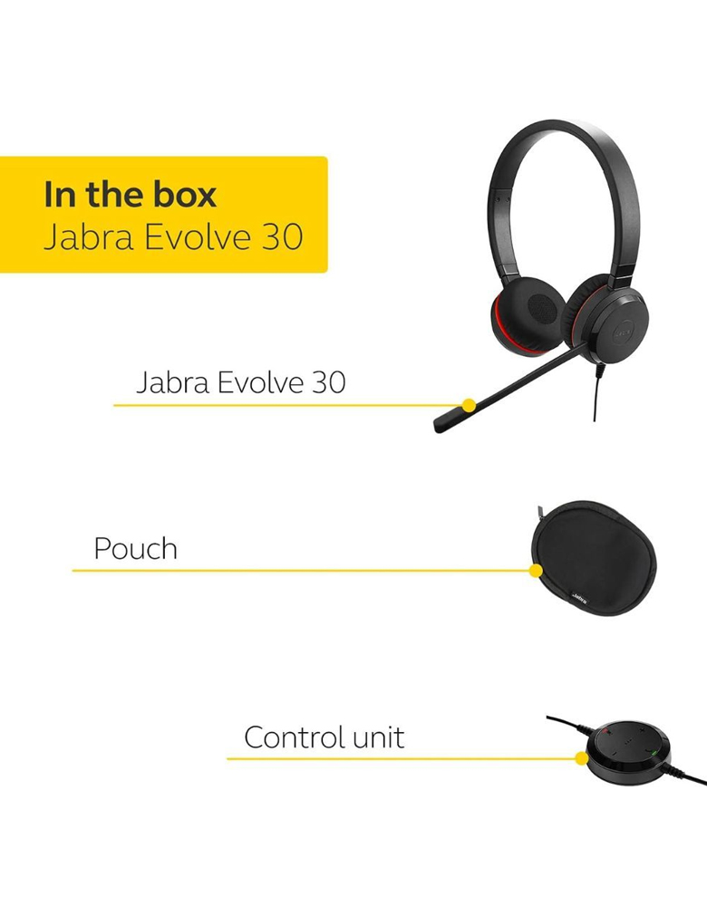 Jabra Evolve 30 II MS Stereo Wired Headset (Black) iTech