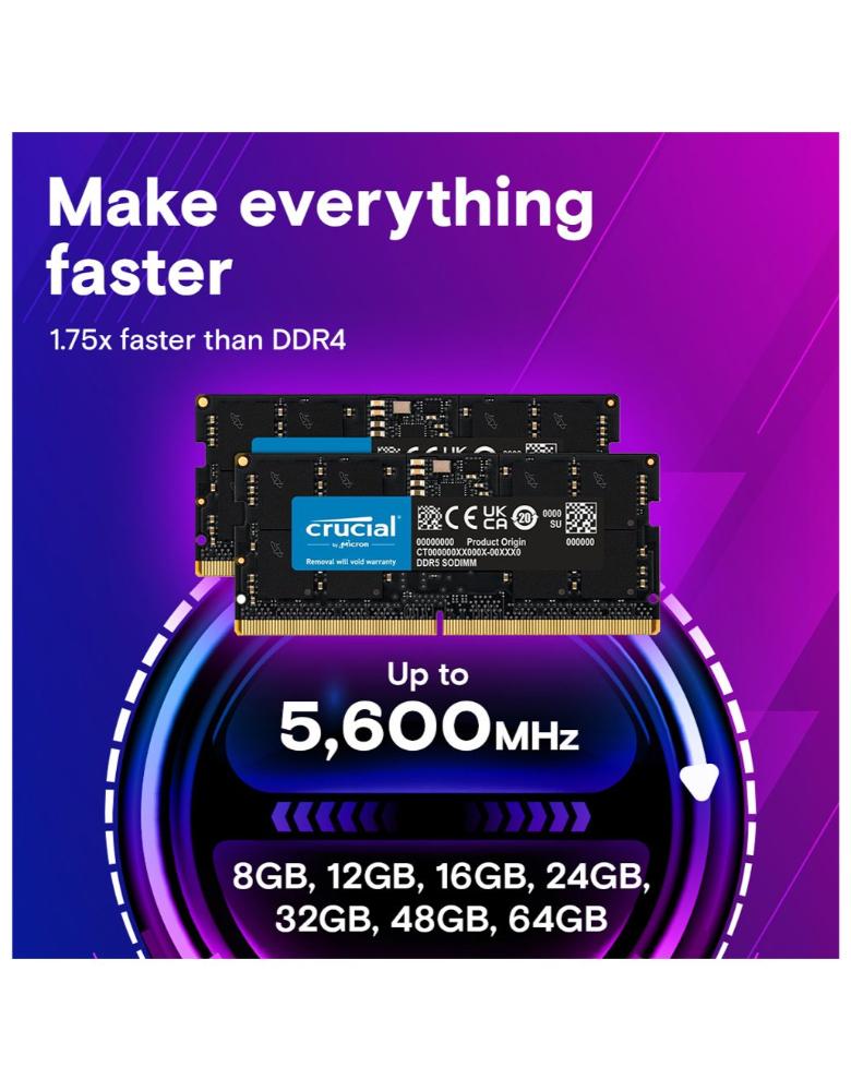 Crucial 8GB 4800MHz DDR5 SODIMM CL40 High-Speed Laptop RAM
