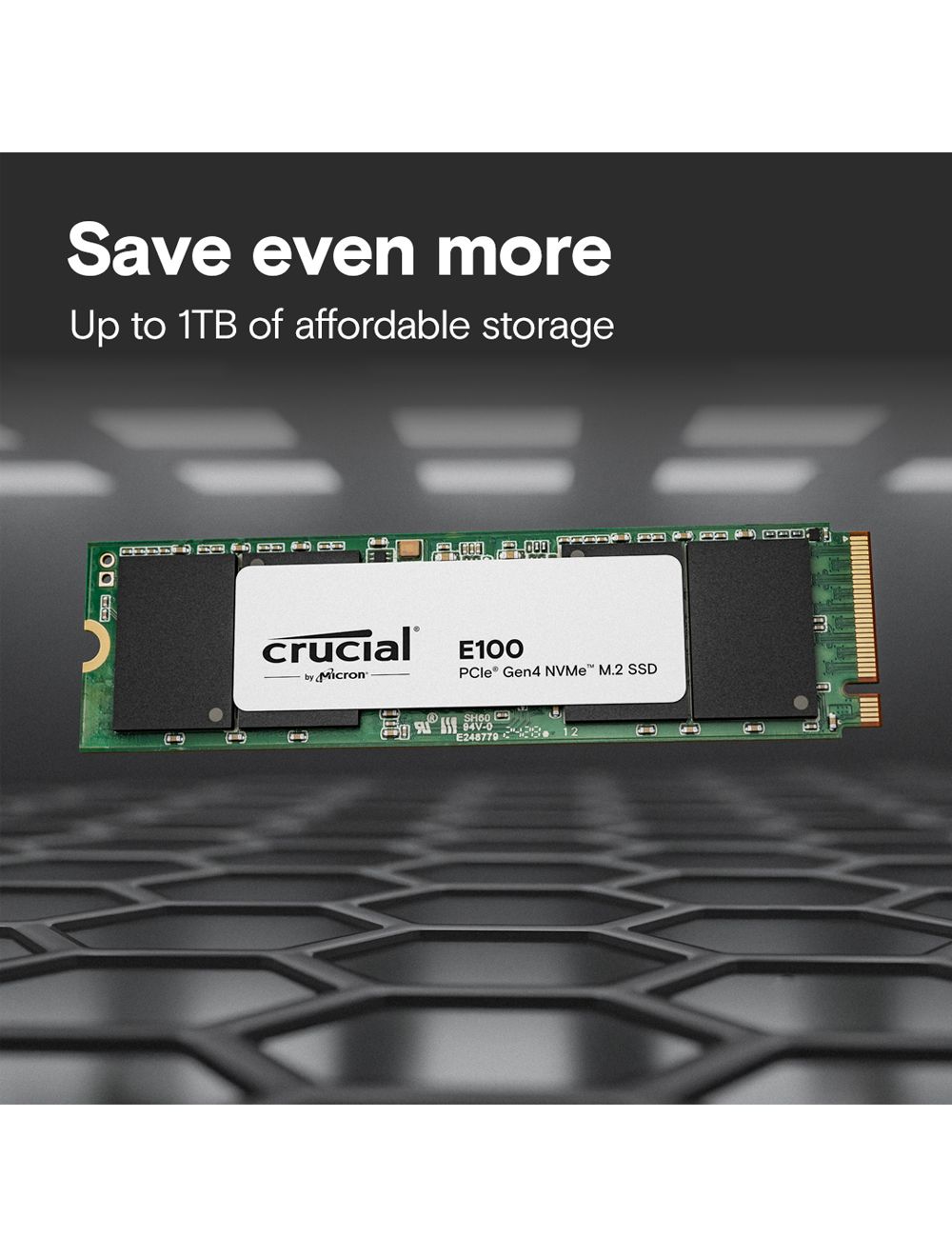 Crucial E100 PCIe Gen4 NVMe 2280 Internal SSD 1TB